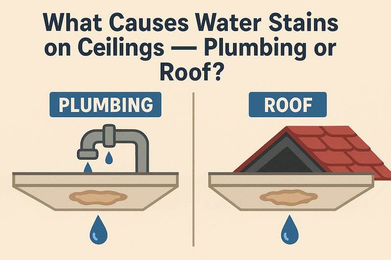 stains ceiling plumbing or roof