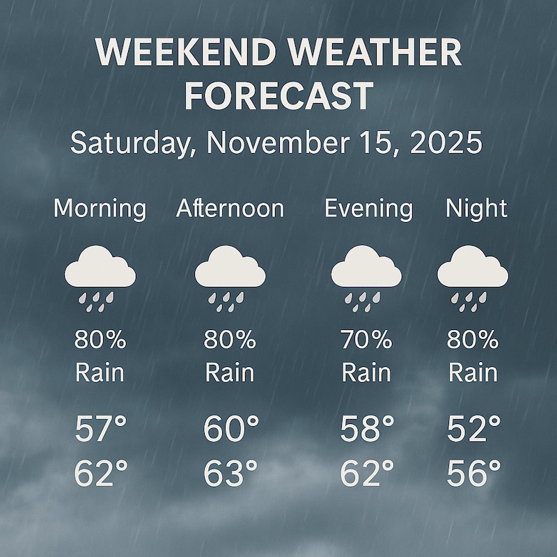 saturday november 15th 2025 weather forecast