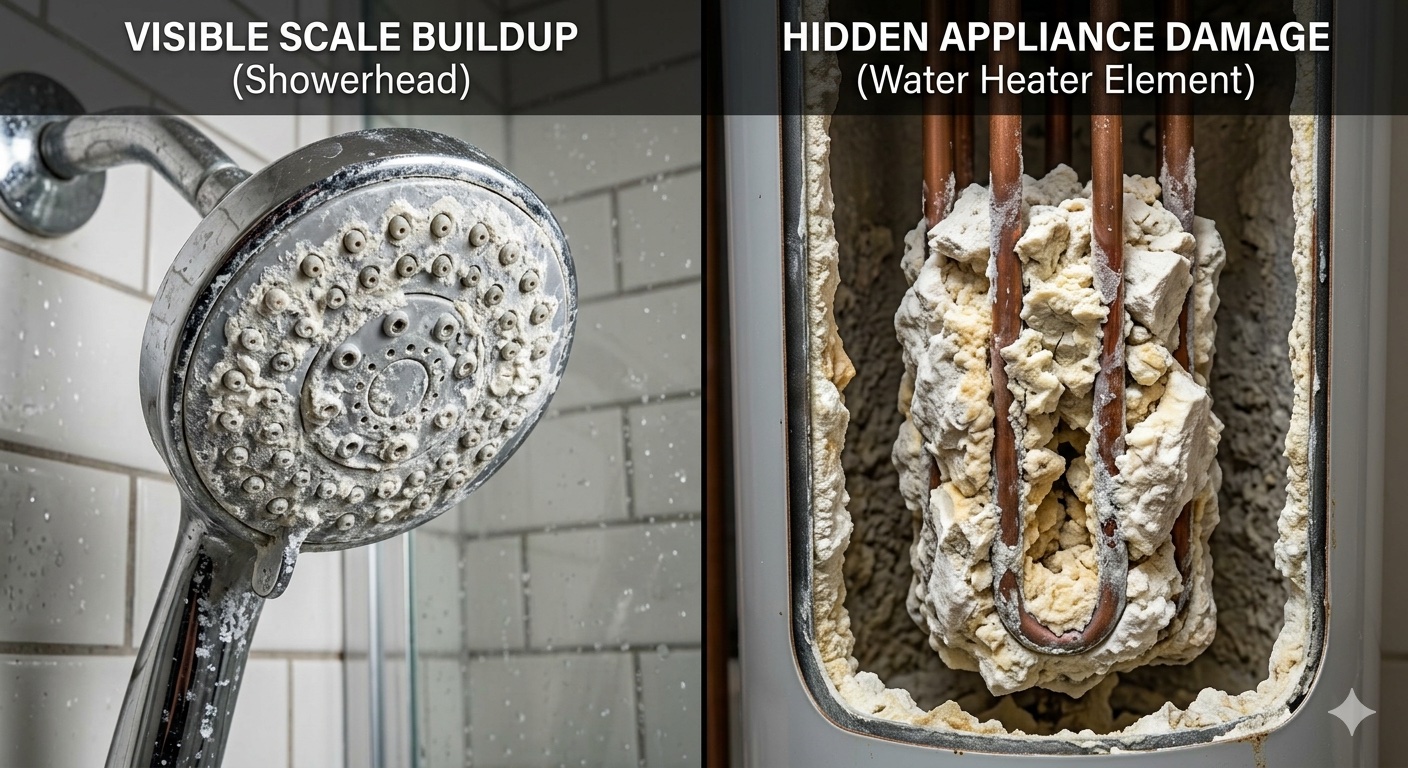 water shower head scale buildup removal